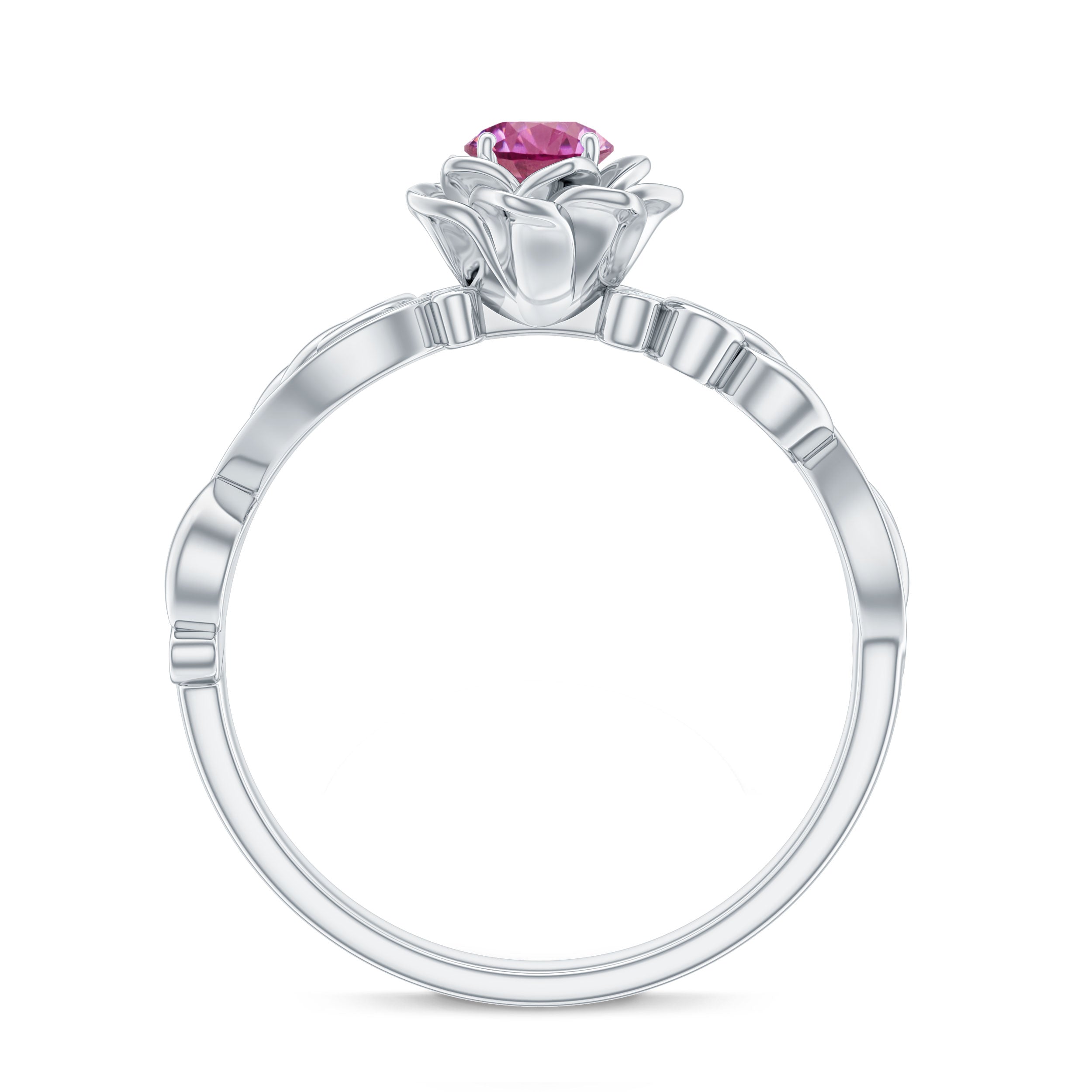 Flower Inspired Pink Tourmaline and Diamond Engagement Ring Pink Tourmaline - ( AAA ) - Quality - Rosec Jewels