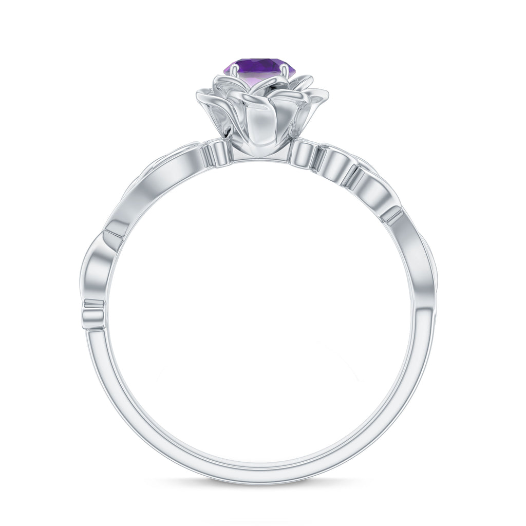 1/2 CT Floral Inspired Amethyst and Diamond Engagement Ring Amethyst - ( AAA ) - Quality - Rosec Jewels