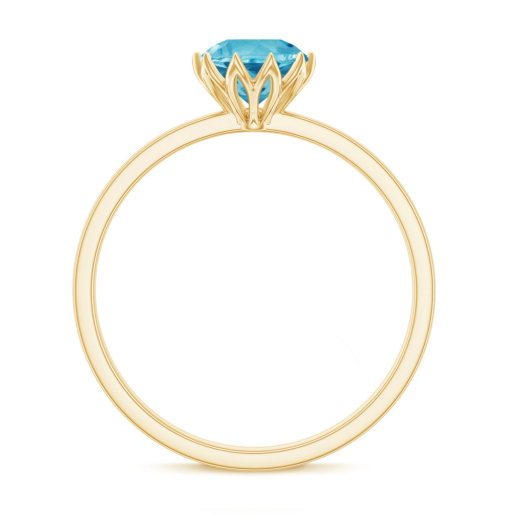 1 CT Swiss Blue Topaz Solitaire Ring in Lotus Basket Setting Swiss Blue Topaz - ( AAA ) - Quality - Rosec Jewels