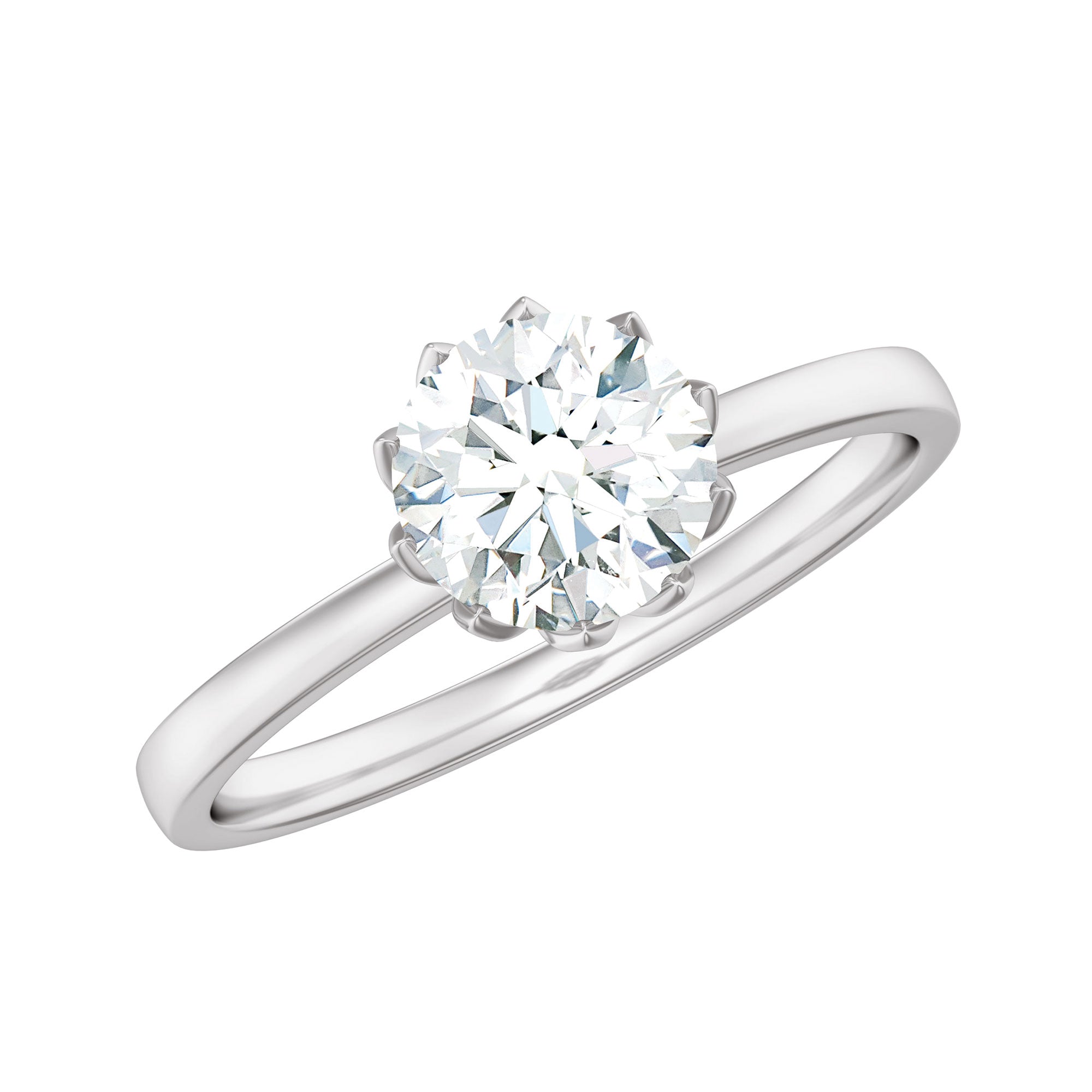 1 CT Solitaire Moissanite Ring in Lotus Basket Setting Moissanite - ( D-VS1 ) - Color and Clarity - Rosec Jewels