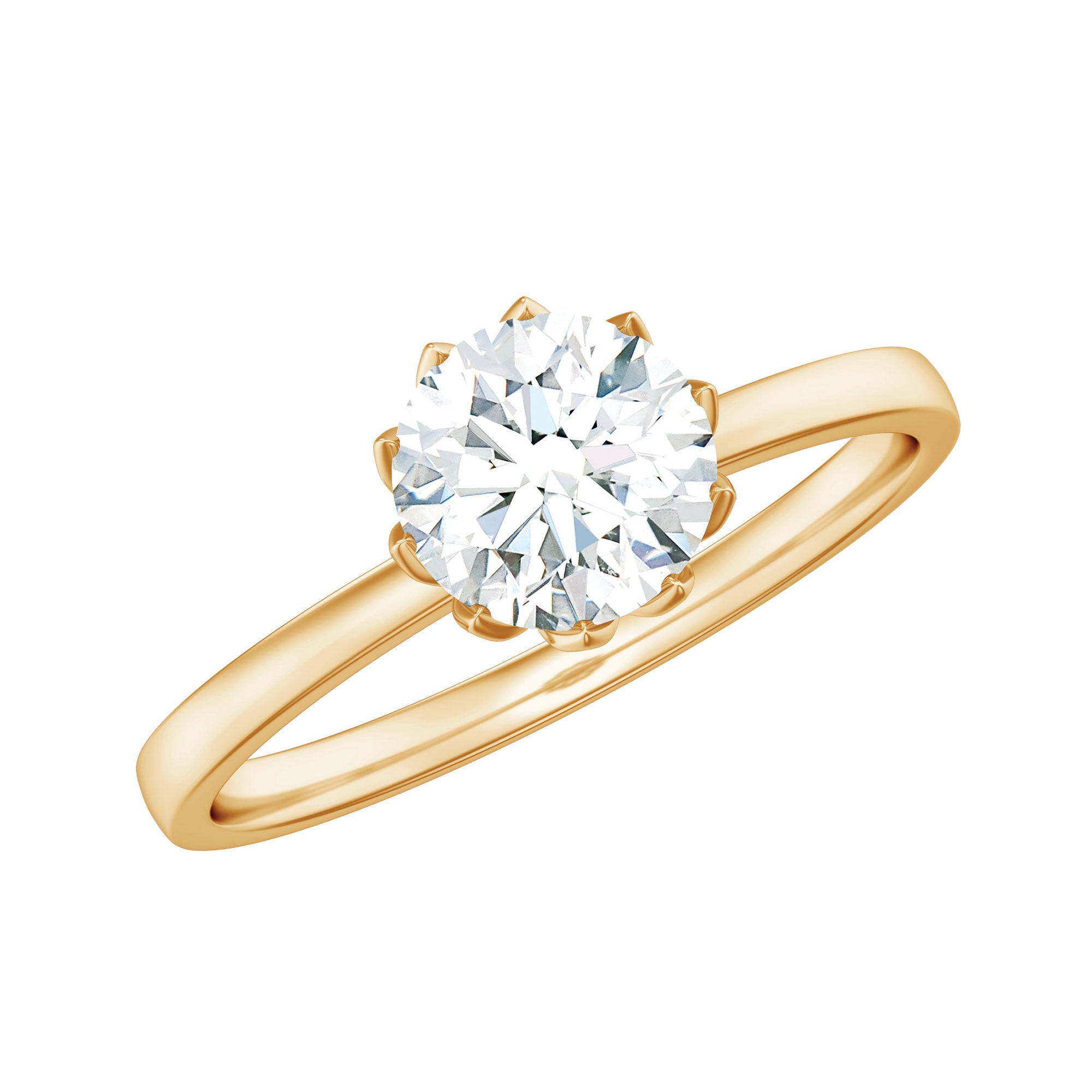 1 CT Solitaire Moissanite Ring in Lotus Basket Setting Moissanite - ( D-VS1 ) - Color and Clarity - Rosec Jewels