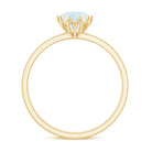 Natural Moonstone Solitaire Ring in Lotus Basket Setting Moonstone - ( AAA ) - Quality - Rosec Jewels