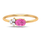 3/4 CT Oval Cut Pink Sapphire Promise Ring with Diamond Trio Pink Sapphire - ( AAA ) - Quality - Rosec Jewels