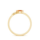 Oval Cut Real Citrine Minimal Ring with Diamond Trio Citrine - ( AAA ) - Quality - Rosec Jewels