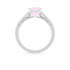 1.25 CT Solitaire Rose Quartz and Diamond Side Stone Ring Rose Quartz - ( AAA ) - Quality - Rosec Jewels