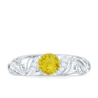 Vintage Style Yellow Sapphire Engagement Ring with Diamond Yellow Sapphire - ( AAA ) - Quality - Rosec Jewels