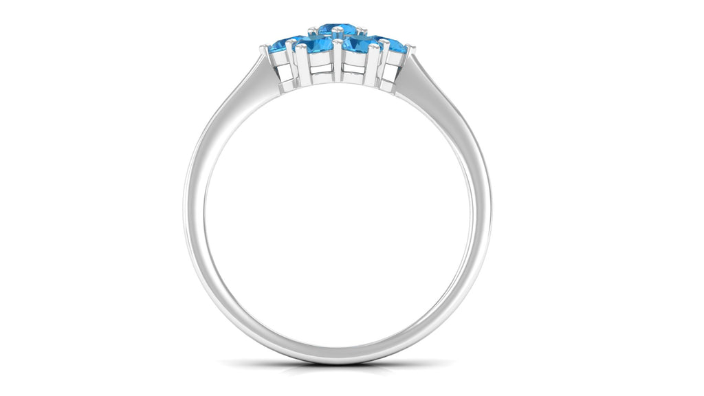 1.5 CT Round Shape Swiss Blue Topaz Cluster Flower Ring Swiss Blue Topaz - ( AAA ) - Quality - Rosec Jewels