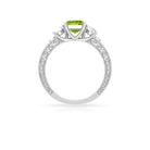 Octagon Cut Peridot Engagement Ring with Moissanite Peridot - ( AAA ) - Quality - Rosec Jewels
