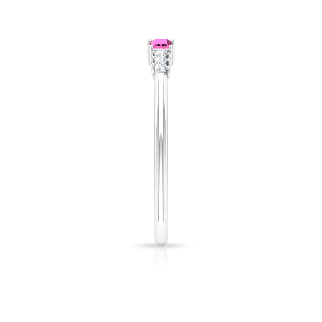 1/4 CT Pink Sapphire and Diamond Stackable Ring Pink Sapphire - ( AAA ) - Quality - Rosec Jewels
