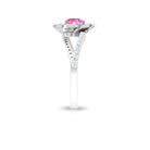 Pink Sapphire and Diamond Flower Engagement Ring with Bypass Shank Pink Sapphire - ( AAA ) - Quality - Rosec Jewels