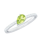Peridot Solitaire Ring with Diamond Side Stones Peridot - ( AAA ) - Quality - Rosec Jewels