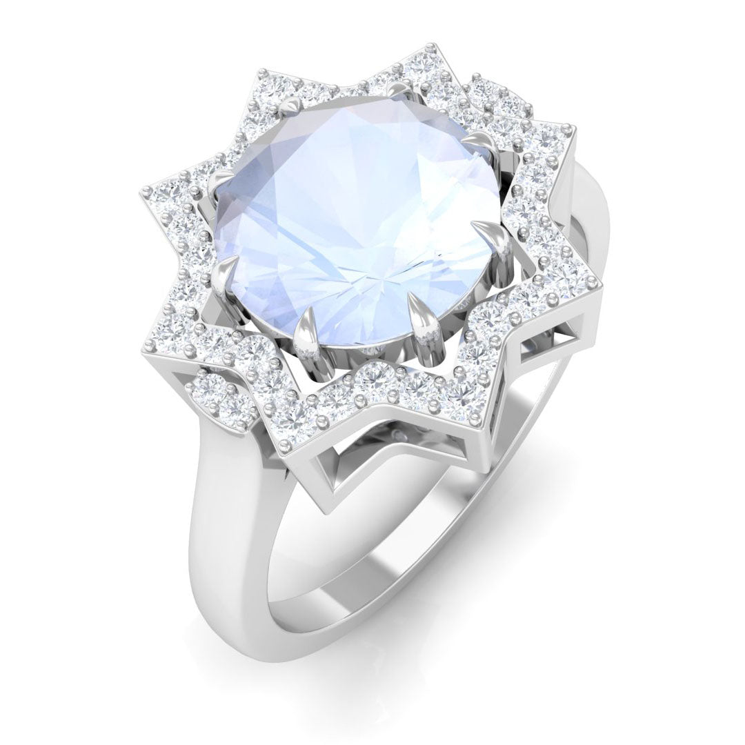 1.25 CT Moonstone Star Shape Engagement Ring with Diamond Moonstone - ( AAA ) - Quality - Rosec Jewels
