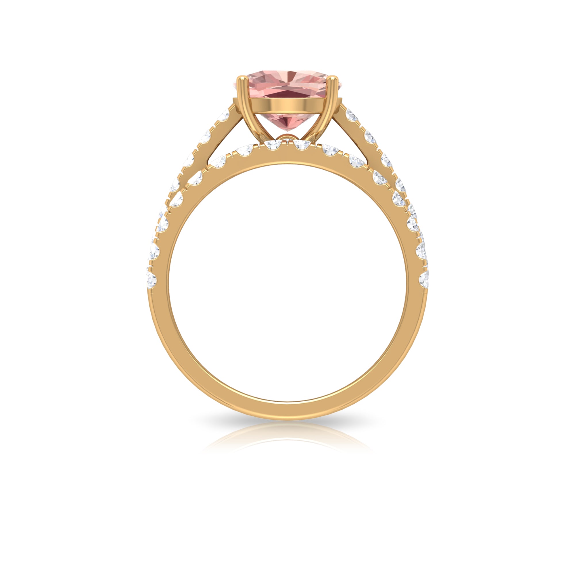 2.75 CT Morganite Solitaire Engagement Ring with Moissanite Eternity Band Morganite - ( AAA ) - Quality - Rosec Jewels