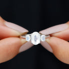 Oval Shape Moonstone 3 Stone Ring Moonstone - ( AAA ) - Quality - Rosec Jewels