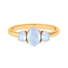Oval Shape Moonstone 3 Stone Ring Moonstone - ( AAA ) - Quality - Rosec Jewels