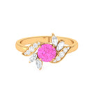 1.5 CT Pink Sapphire Flower Engagement Ring with Diamond Pink Sapphire - ( AAA ) - Quality - Rosec Jewels