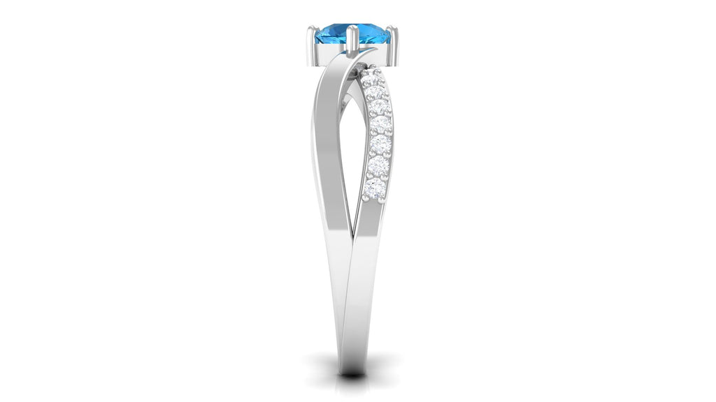 3/4 CT Swiss Blue Topaz Solitaire and Diamond Infinity Ring Swiss Blue Topaz - ( AAA ) - Quality - Rosec Jewels