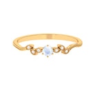 Moonstone and Diamond Minimal Leaf Promise Ring Moonstone - ( AAA ) - Quality - Rosec Jewels