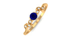 Real Blue Sapphire and Diamond Leaf Inspired Promise Ring Blue Sapphire - ( AAA ) - Quality - Rosec Jewels