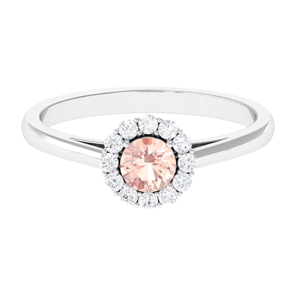 0.75 CT Morganite Engagement Ring with Moissanite