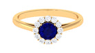 1.5 CT Floral Blue Sapphire Engagement Ring with Diamond Halo Blue Sapphire - ( AAA ) - Quality - Rosec Jewels