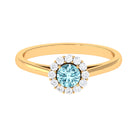 1 CT Aquamarine and Diamond Floating Halo Engagement Ring Aquamarine - ( AAA ) - Quality - Rosec Jewels