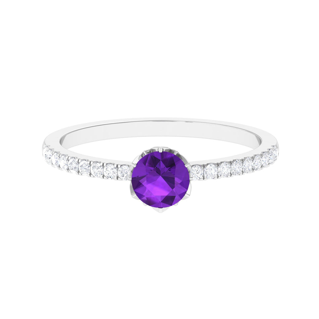 Amethyst and Diamond Solitaire Promise Ring