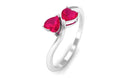 1 CT Heart Ruby Two Stone Promise Ring Ruby - ( AAA ) - Quality - Rosec Jewels