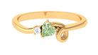 Heart Shape Green Sapphire and Diamond Twisted Promise Ring Green Sapphire - ( AAA ) - Quality - Rosec Jewels