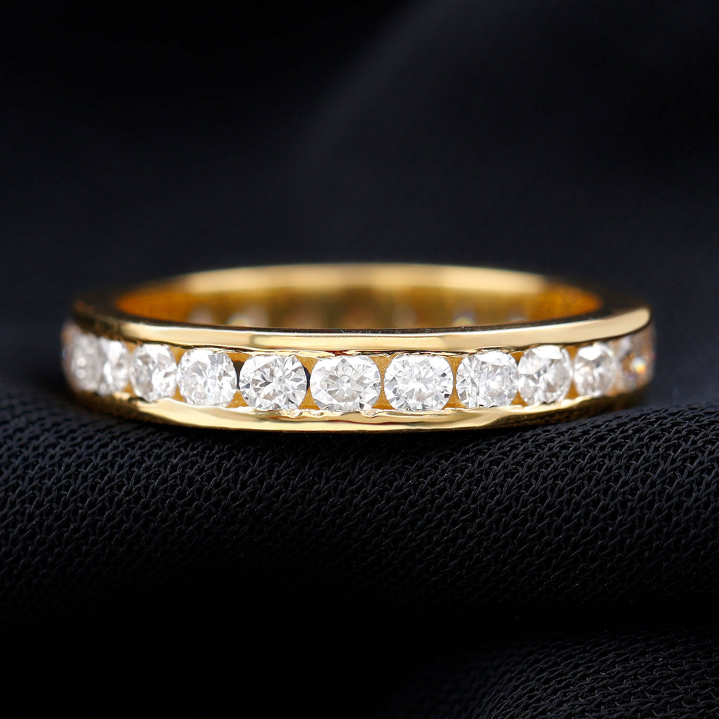 2.25 CT Channel Set Round Moissanite Full Eternity Band Ring Moissanite - ( D-VS1 ) - Color and Clarity - Rosec Jewels
