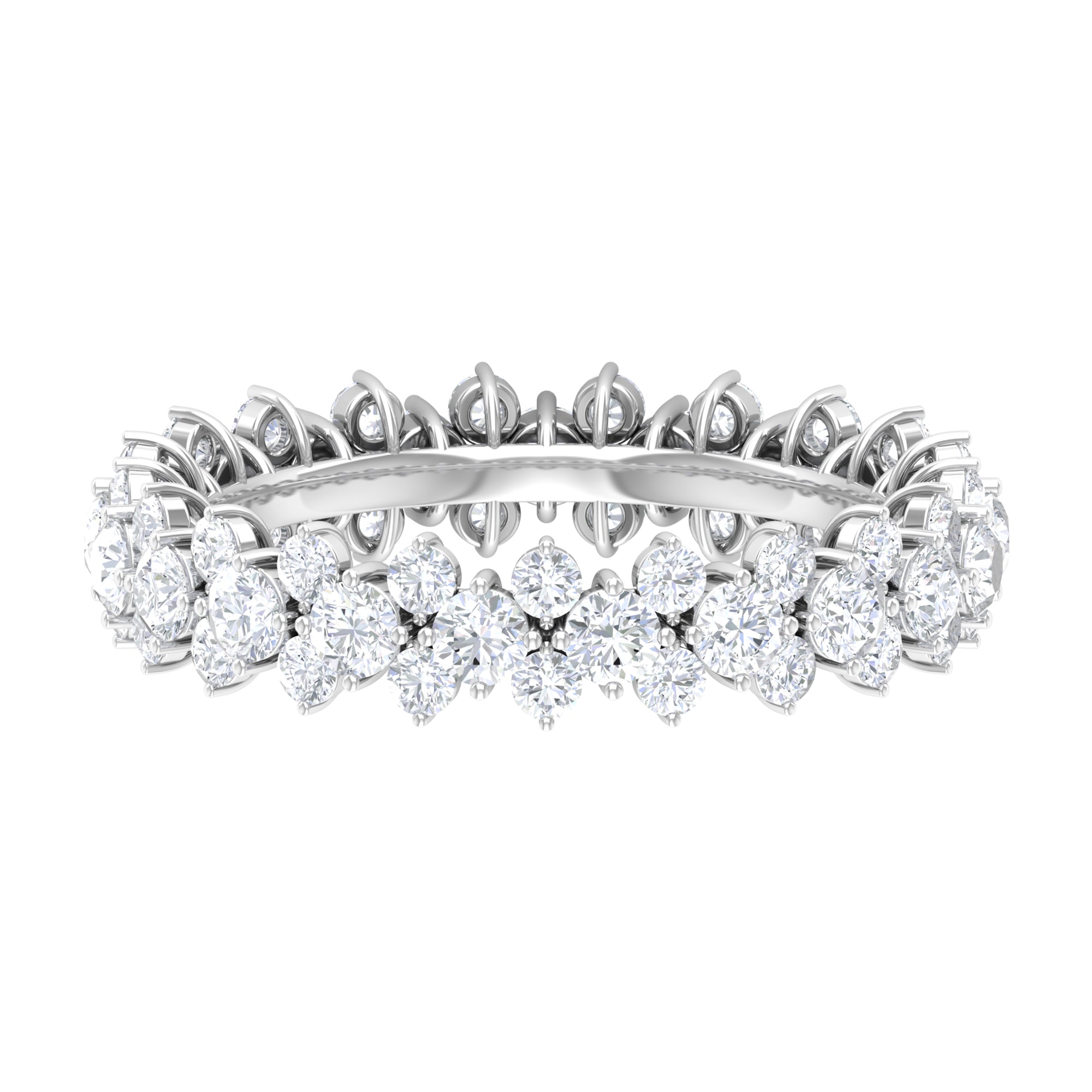 4.5 CT Moissanite Cluster Eternity Band Ring in Prong Set Moissanite - ( D-VS1 ) - Color and Clarity - Rosec Jewels