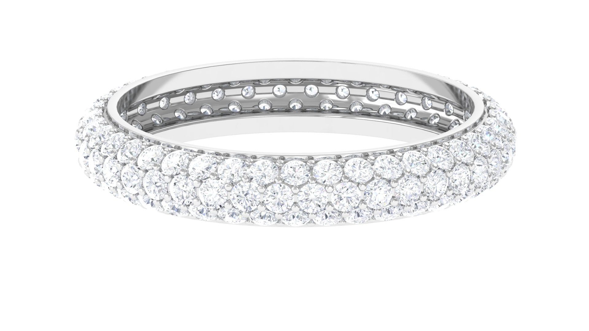 3 CT Certified Moissanite Three Row Eternity Band in Gold Moissanite - ( D-VS1 ) - Color and Clarity - Rosec Jewels