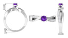 3/4 CT Solitaire Amethyst Infinity Ring with Diamond Accent Amethyst - ( AAA ) - Quality - Rosec Jewels