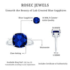 Cushion Cut Created Blue Sapphire Solitaire Ring Lab Created Blue Sapphire - ( AAAA ) - Quality - Rosec Jewels