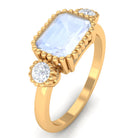 Moonstone East West Engagement Ring with Diamond in Beaded Bezel Setting Moonstone - ( AAA ) - Quality - Rosec Jewels