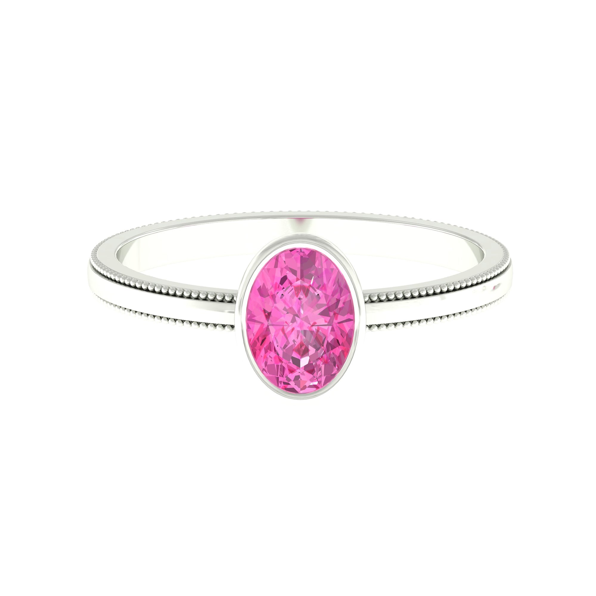 Oval Cut Pink Sapphire Solitaire Engagement Ring Pink Sapphire - ( AAA ) - Quality - Rosec Jewels