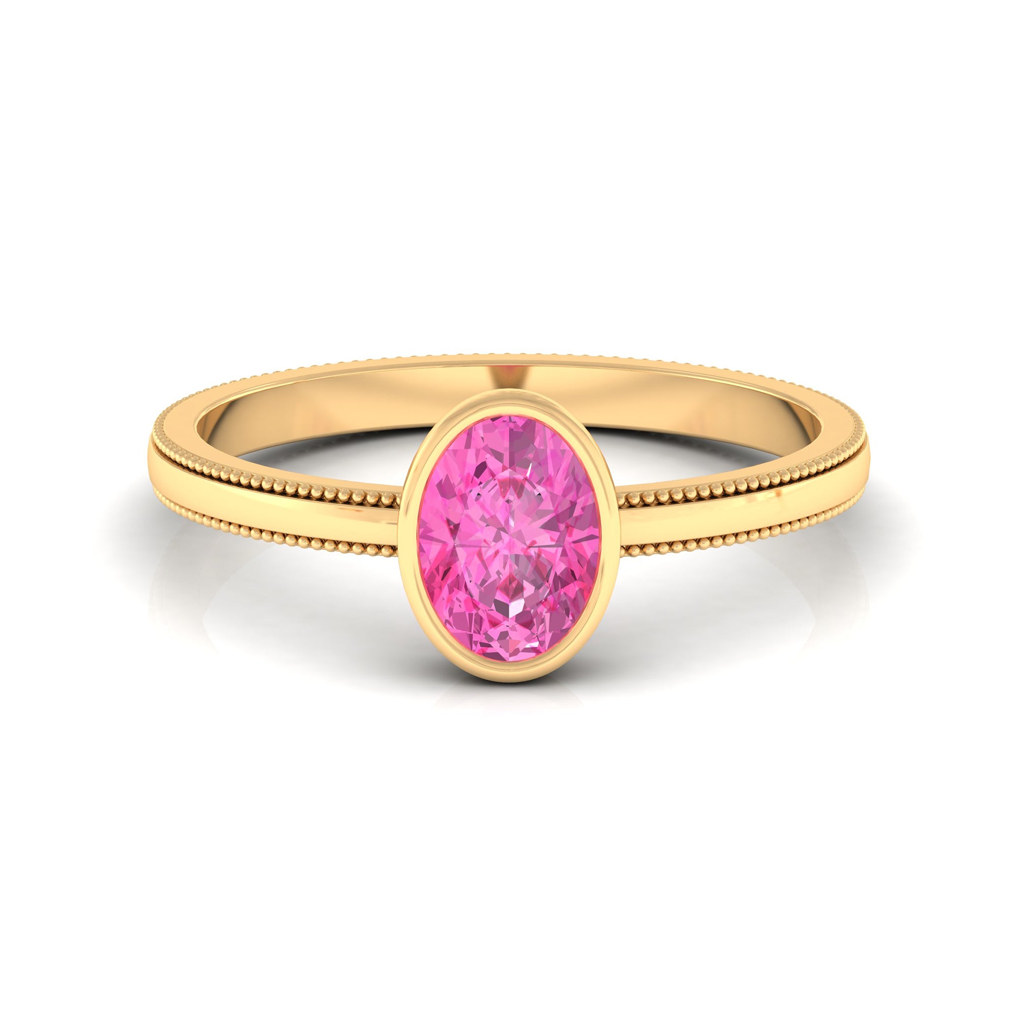 Oval Cut Pink Sapphire Solitaire Engagement Ring Pink Sapphire - ( AAA ) - Quality - Rosec Jewels