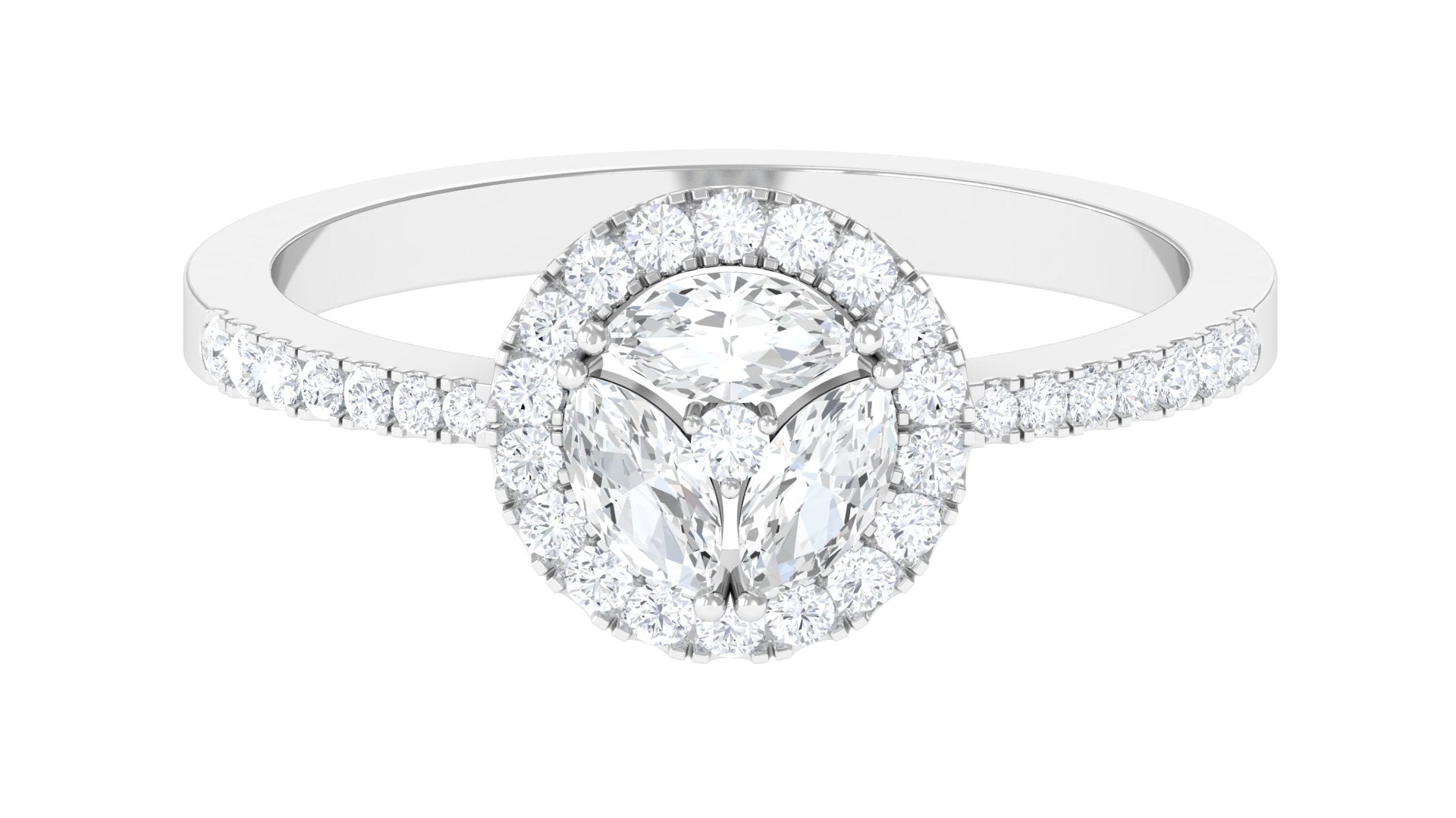 2 CT Round and Marquise Moissanite Cluster Engagement Ring Moissanite - ( D-VS1 ) - Color and Clarity - Rosec Jewels