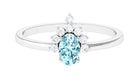 Aquamarine Designer Engagement Ring with Diamond Accent Aquamarine - ( AAA ) - Quality - Rosec Jewels