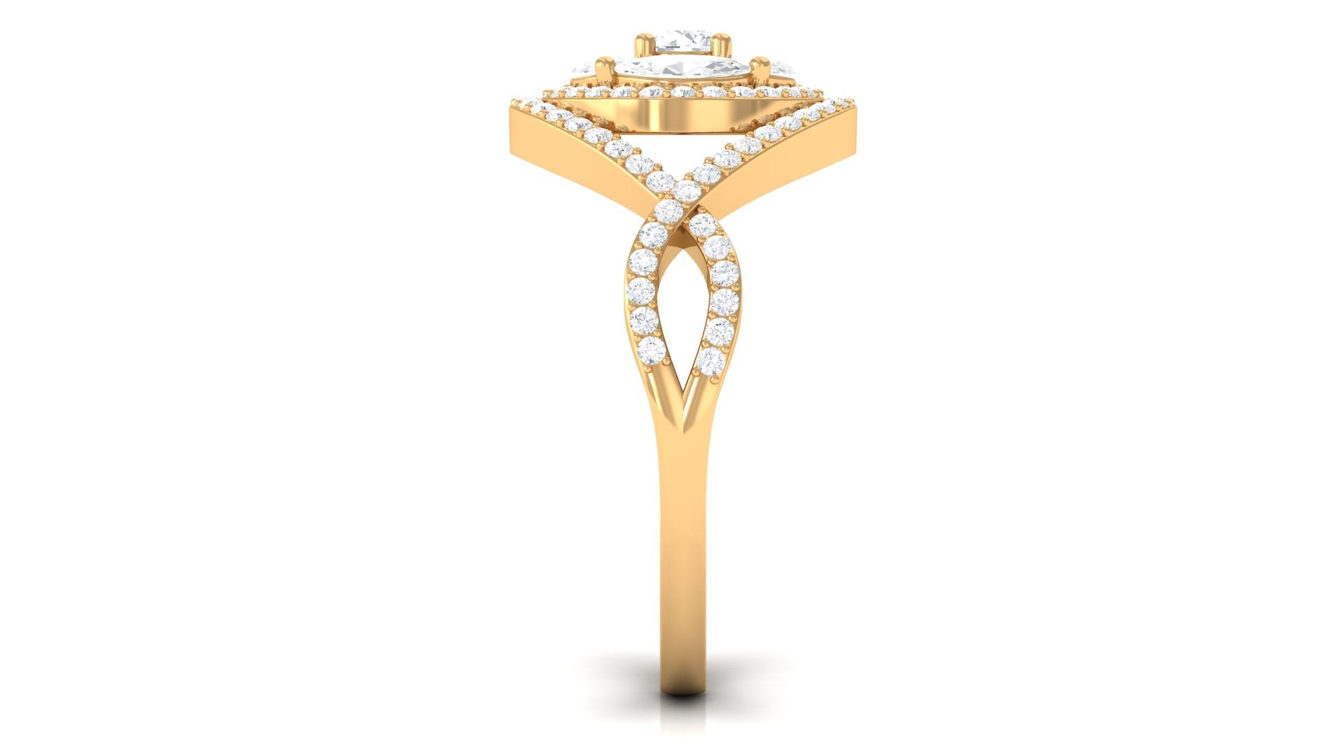Criss Cross Zircon Cluster Engagement Ring Zircon - ( AAAA ) - Quality - Rosec Jewels