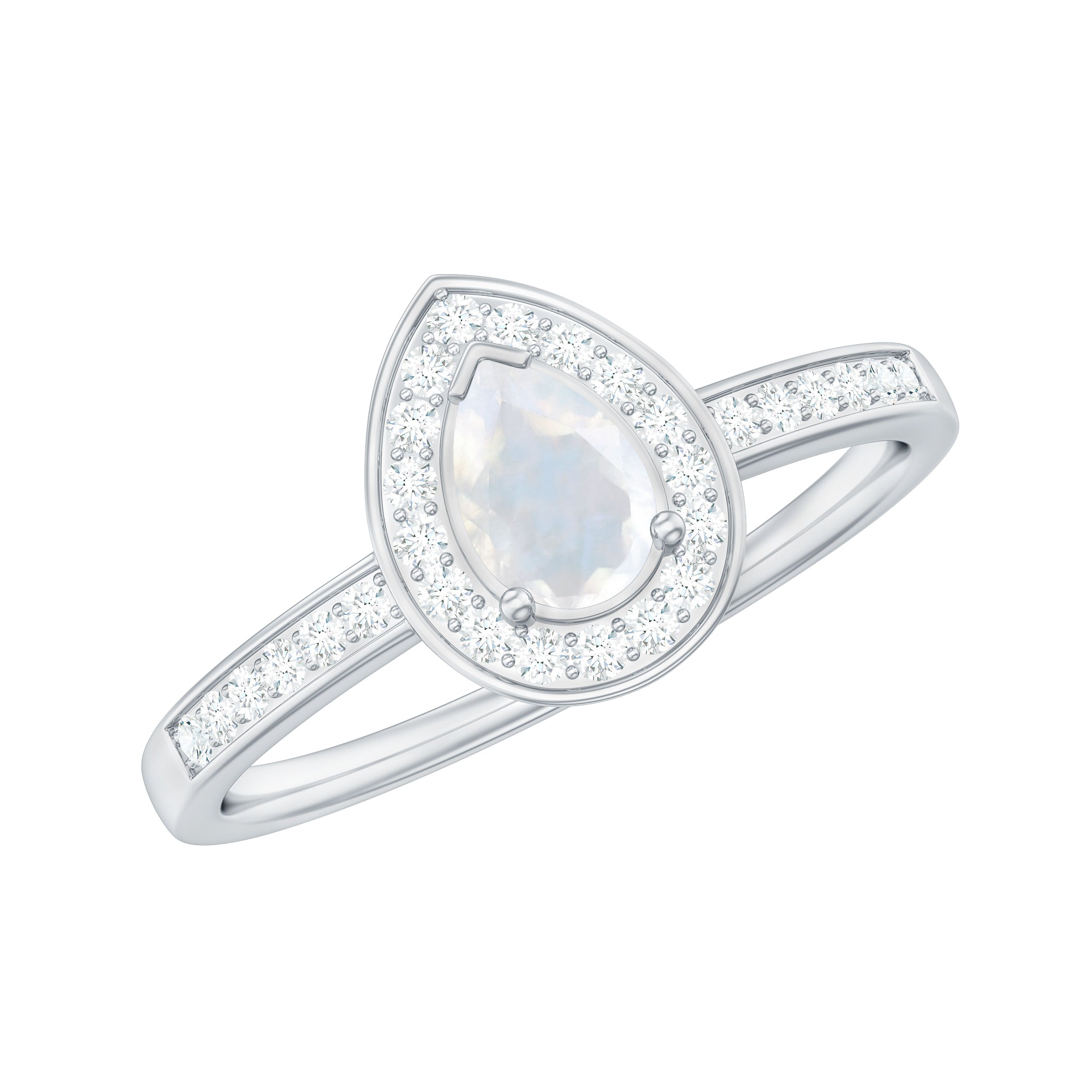 1.25 CT Classic Moonstone and Diamond Halo Engagement Ring Moonstone - ( AAA ) - Quality - Rosec Jewels