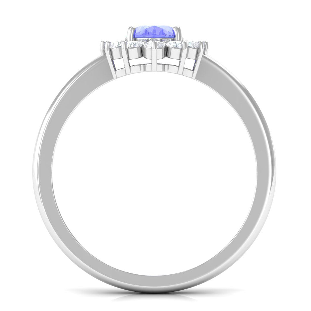 Princess Diana Inspired Tanzanite and Diamond Engagement Ring Tanzanite - ( AAA ) - Quality - Rosec Jewels