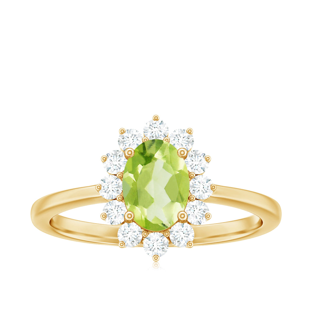 1 CT Princess Diana Inspired Peridot and Diamond Engagement Ring Peridot - ( AAA ) - Quality - Rosec Jewels
