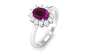 1.50 CT Princess Diana Inspired Oval Shape Rhodolite Engagement Ring Diamond Halo Rhodolite - ( AAA ) - Quality - Rosec Jewels