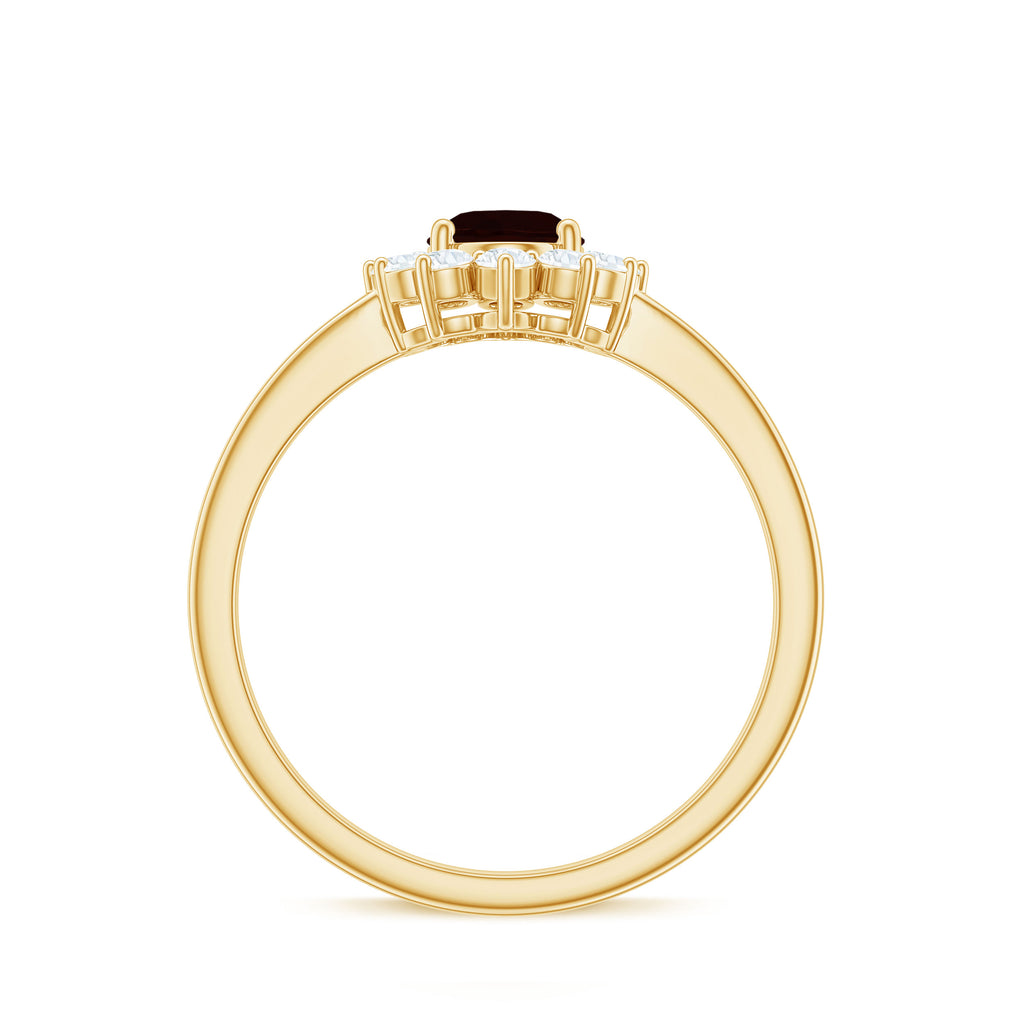 1.50 CT Princess Diana Inspired Oval Shape Garnet Engagement Ring Diamond Halo Garnet - ( AAA ) - Quality - Rosec Jewels