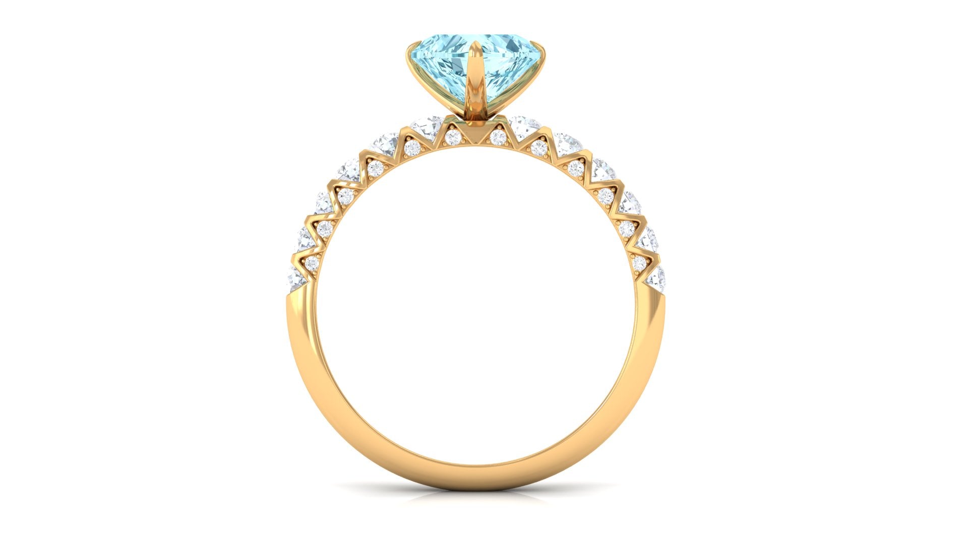 1 CT Claw Set Heart Shape Aquamarine and Diamond Engagement Ring Aquamarine - ( AAA ) - Quality - Rosec Jewels
