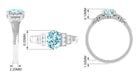1.50 CT Aquamarine Solitaire Ring with Diamond Collar Aquamarine - ( AAA ) - Quality - Rosec Jewels