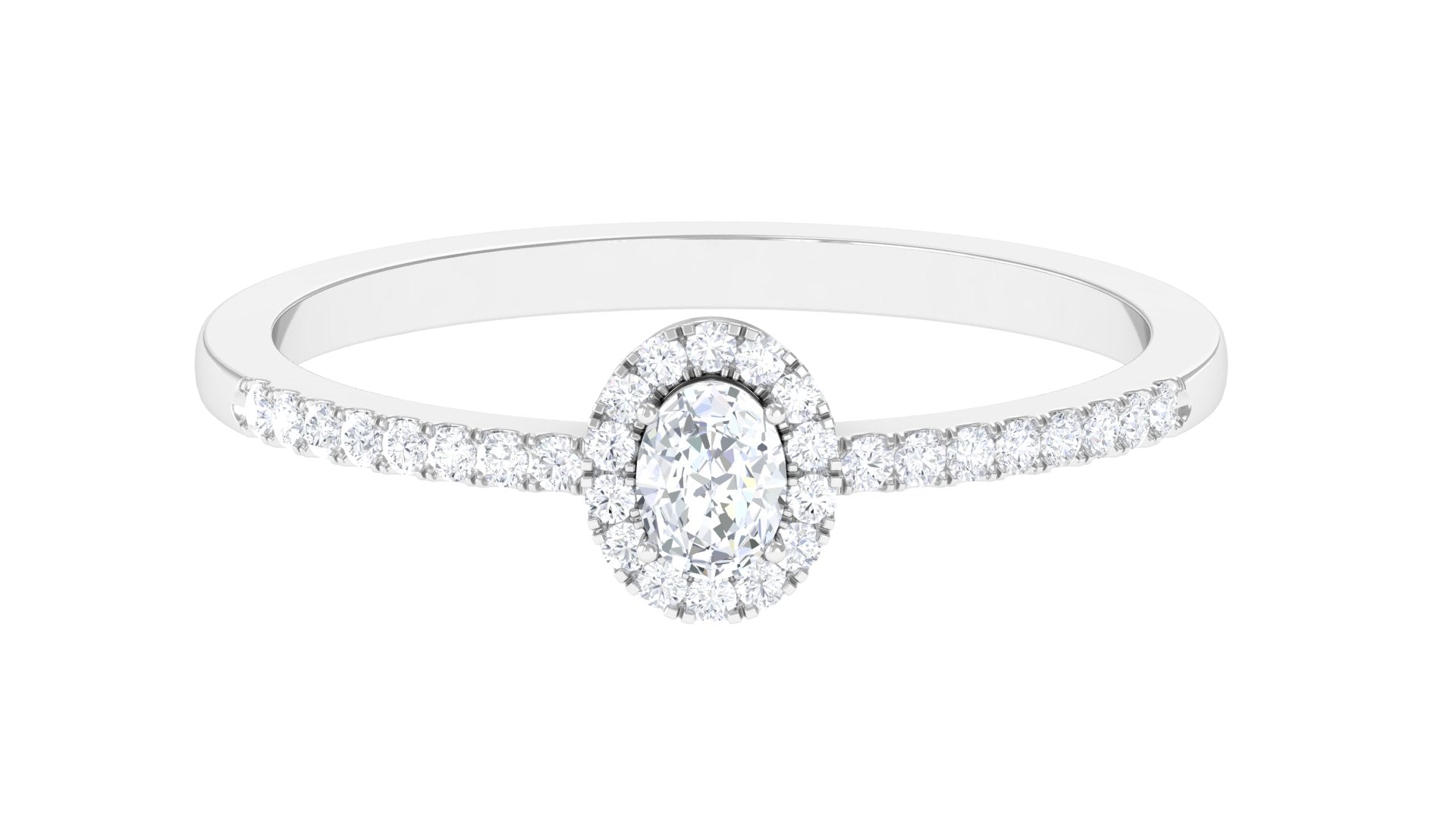 Halo Engagement Ring with Oval Cut Certified Moissanite Moissanite - ( D-VS1 ) - Color and Clarity - Rosec Jewels