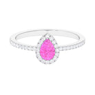 Minimal Pink Sapphire Engagement Ring with Diamond Accent Pink Sapphire - ( AAA ) - Quality - Rosec Jewels