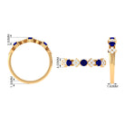 Simple Blue Sapphire and Diamond Half Eternity Ring Blue Sapphire - ( AAA ) - Quality - Rosec Jewels
